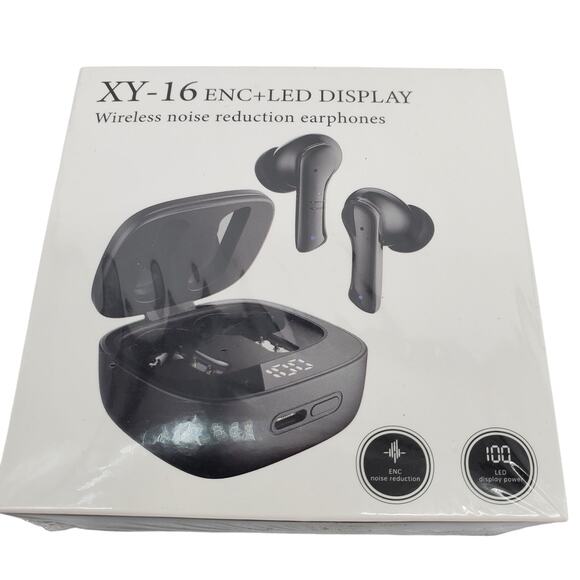 XY-16 ENC-LED Display Wireless Noise Reduction Earbuds Bluetooth HD Black New - Picture 1 of 4